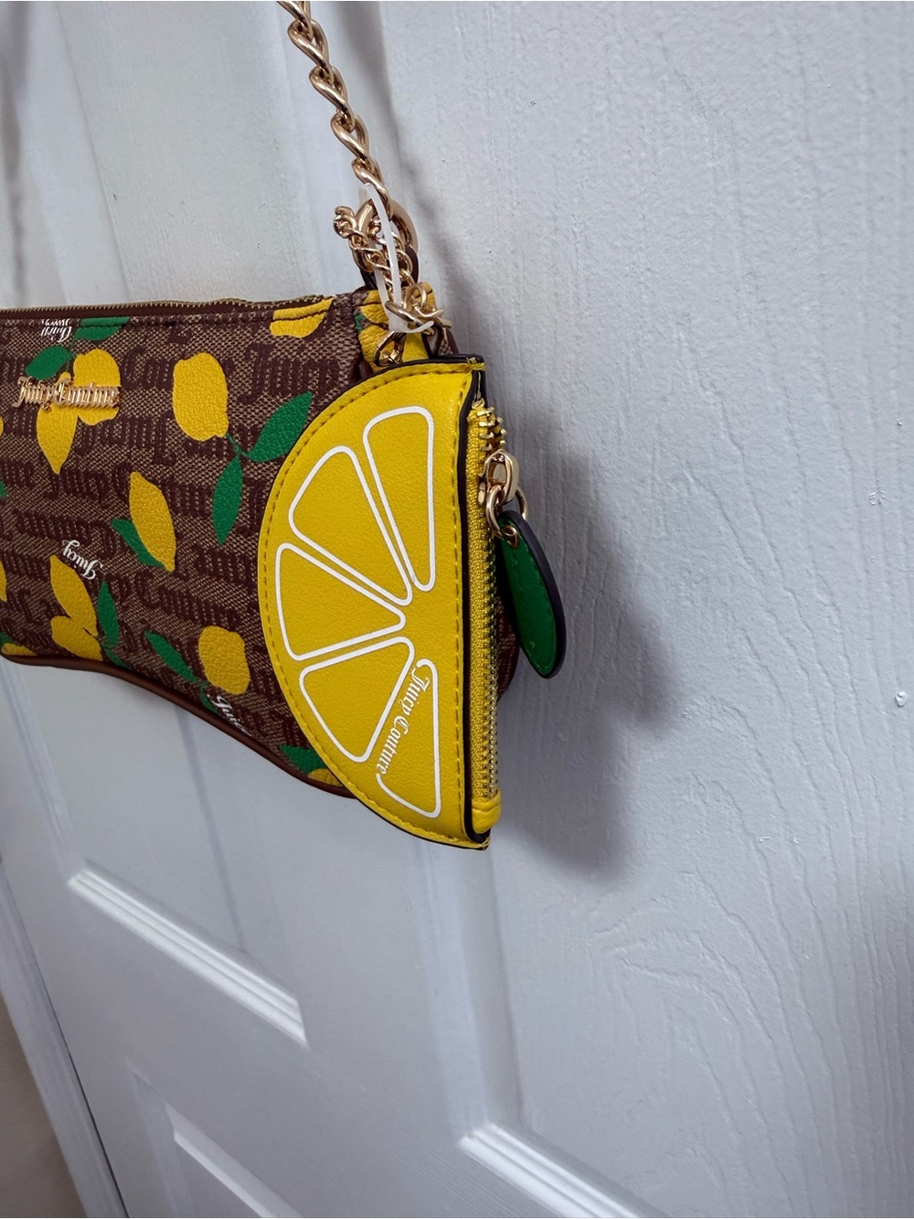NWT Juicy Couture Fruitful Lemon Print Shoulder Bag with Lemon Charm - Picture 3 of 6